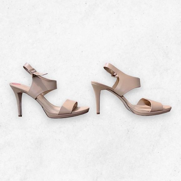 Michael Kors Heels Sandals Leather Women's US size 10‎ Tan Color Side Buckles - Picture 6 of 10